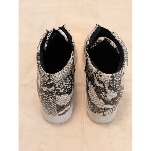Womens Aqua College Waterproof Sneakers Snake Print High-Top Side Zipper Sz 8.5 - Picture 4 of 13